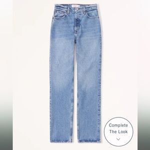 Abercrombie and fitch worn once 90s ultra high rise straight jeans. medium wash